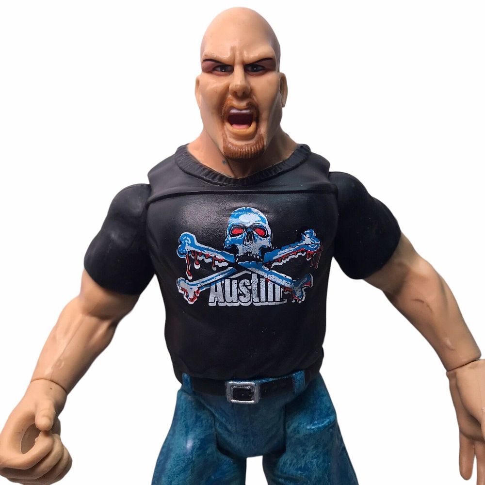 VTG Stone Cold Steve Austin Action‎ Figure WWF 1999 Jakks 6.5" wrestling toy